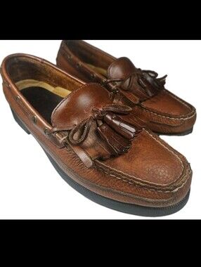 Sperry Top Sider Kiltie Tassel 0673418 M8.5M Brn Leather Loafer 90s VTG Prep[5A